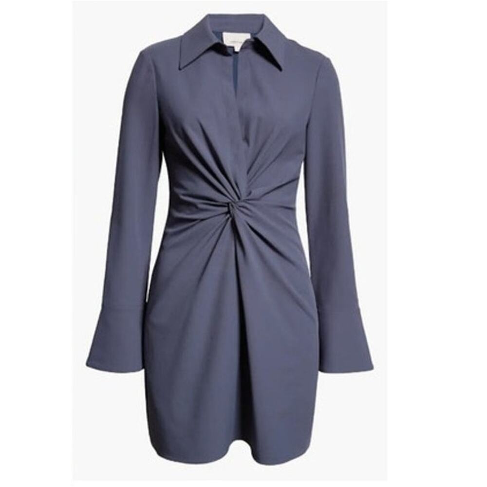 Cinq A Sept Gray McKenna Twist Front Shirt Dress, Classic, Quiet Luxury, size 4